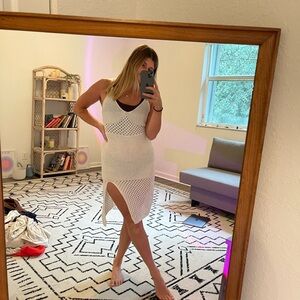 White Crochet Knit Dress